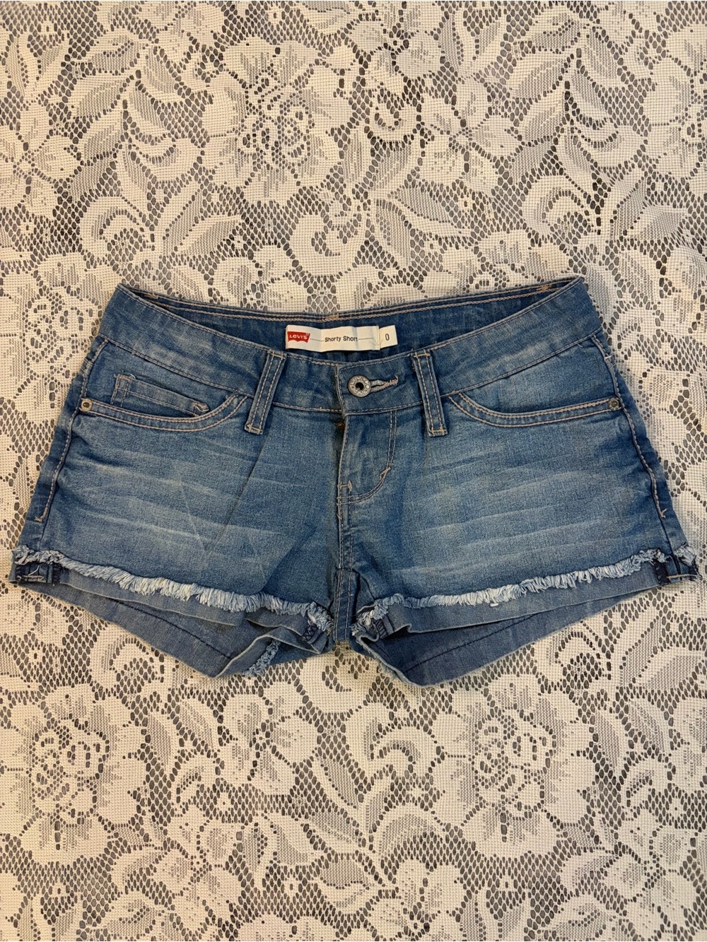 Levi's Shorty Short Low Rise Cutoff Cuffed Hem Denim Shorts